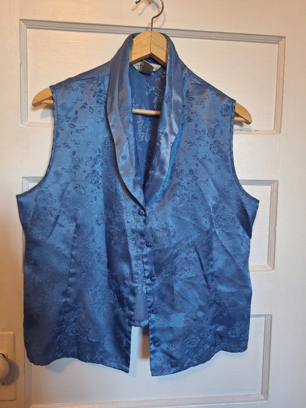 Blue satin effect blouse
